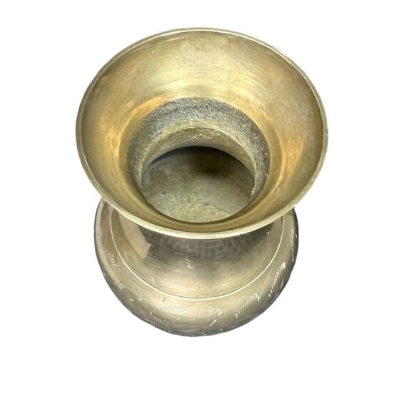 Vintage Brass Etched Small Vase Decor - Picture 2 of 4